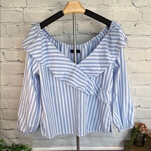 Sanctuary Striped Crossover Off -Shoulder or On Shoulder Pirate Ruffle